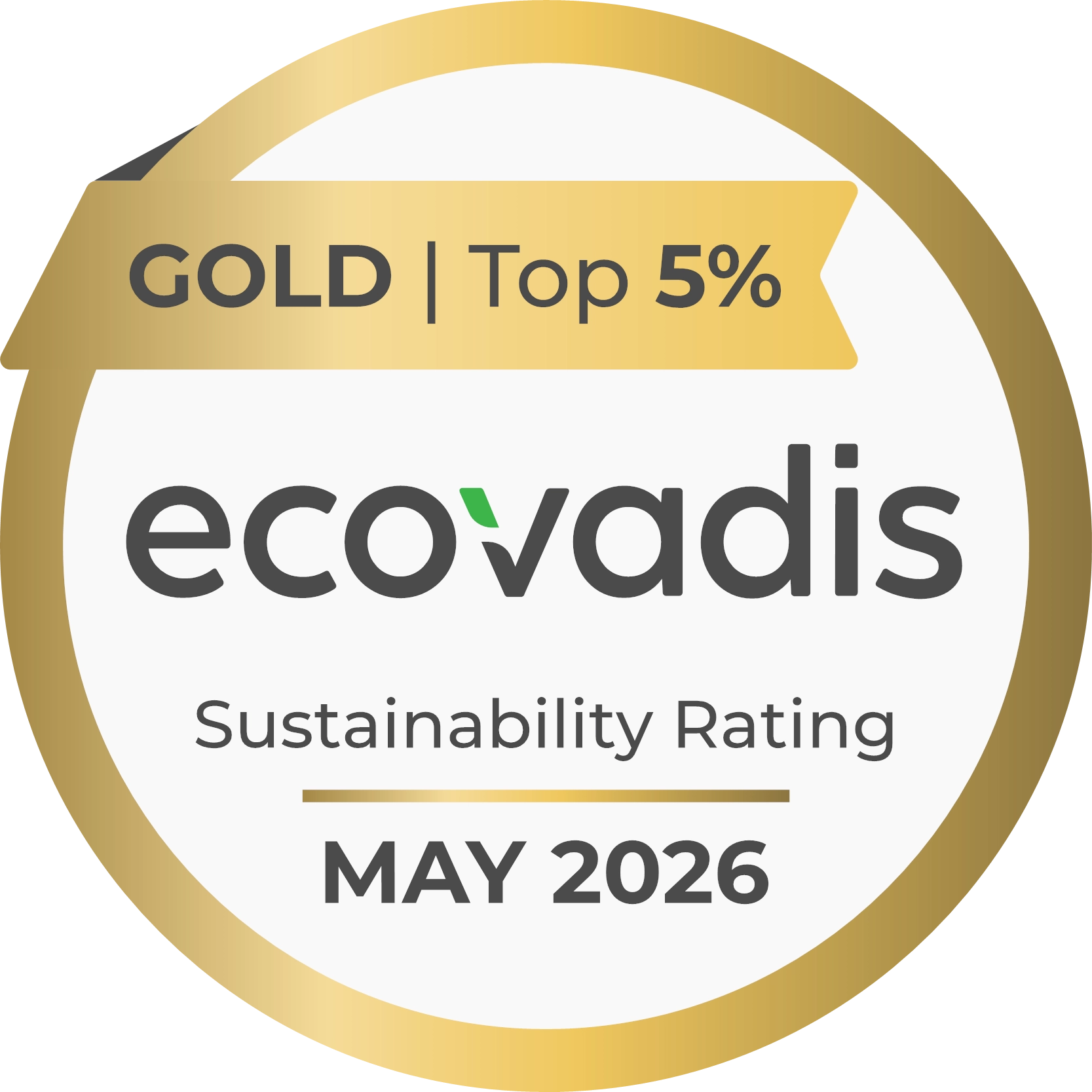 EcoVadis golden sustainability rating for year 2026