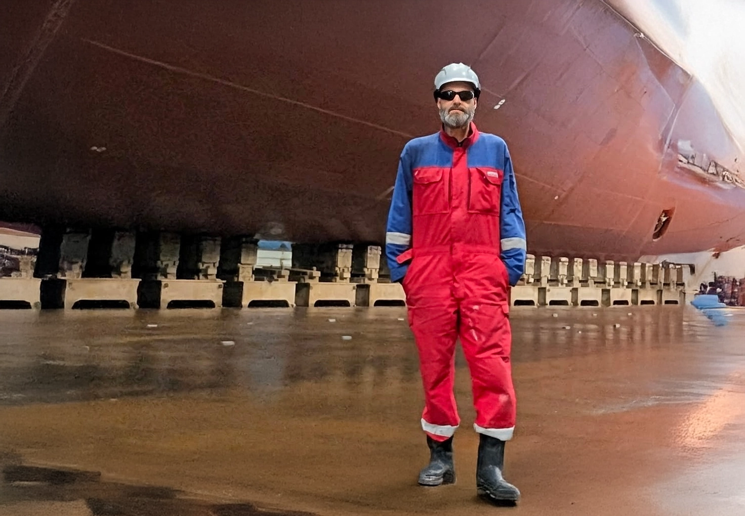 Advisor standing with big vessel behind