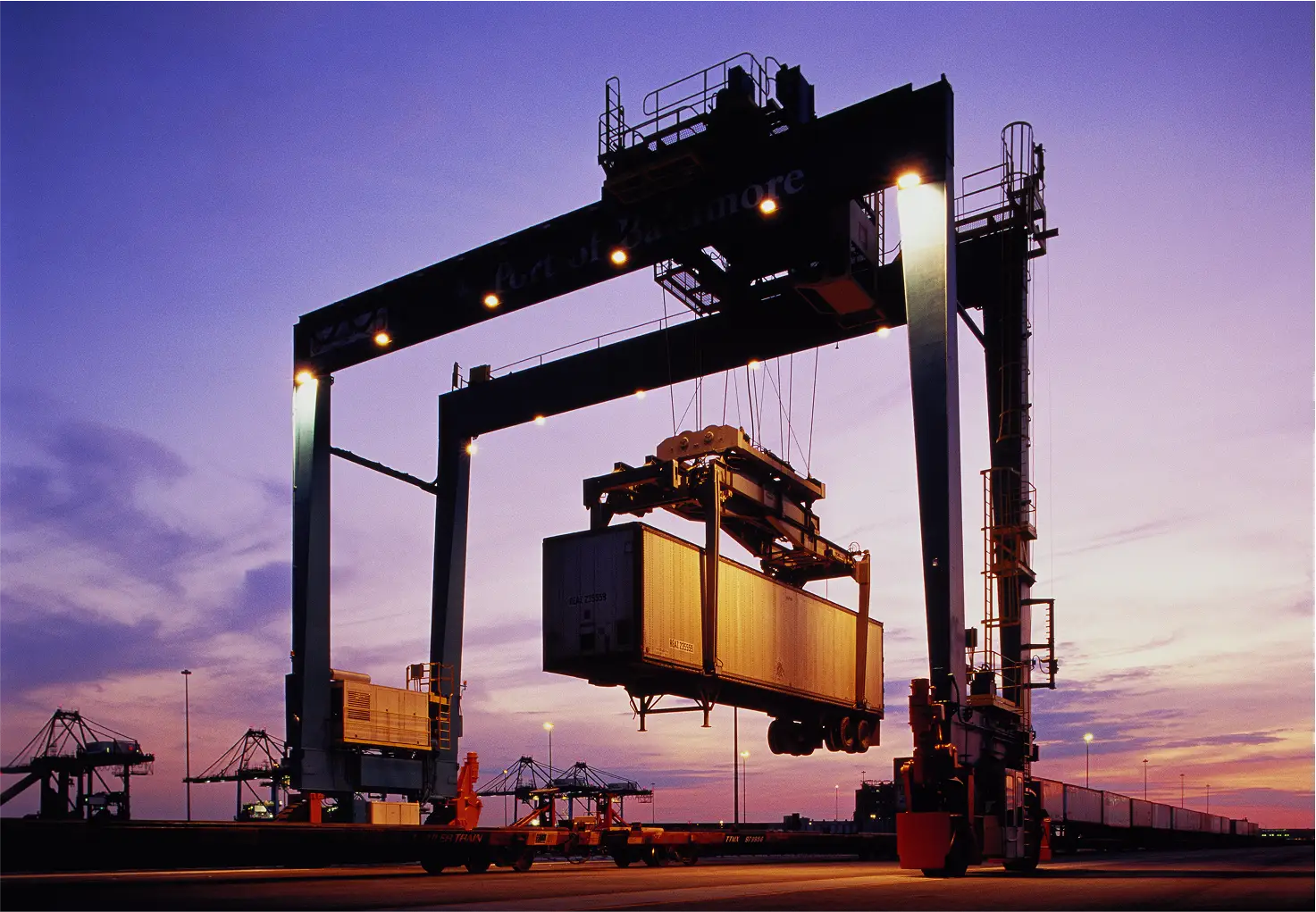 Trailor getting loaded in port