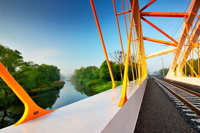 Bridge over the river orange